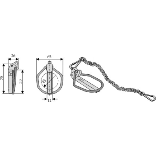 [LS13-EBP-002] Pasador clip para Cat. II con cadena - LS13-EBP-002