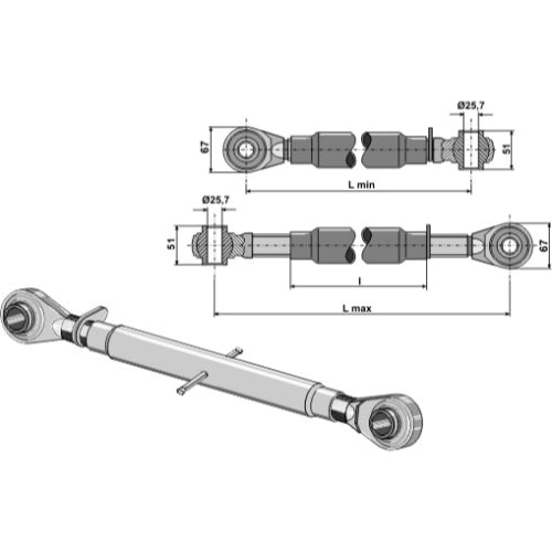[LS13-TRT-037] Tercer punto con rótula templada - M27x3 - LS13-TRT-037