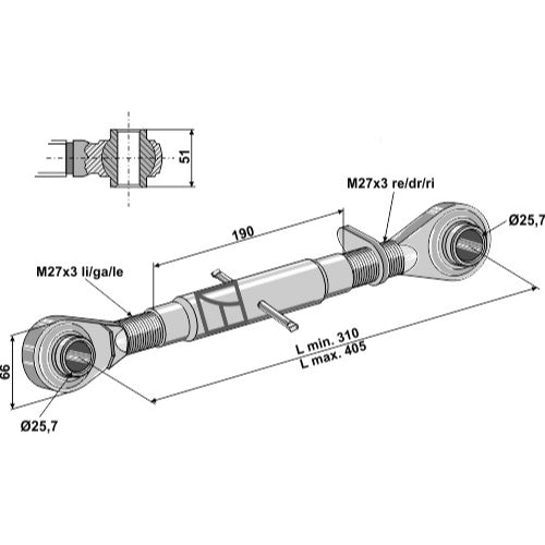 [LS13-TRT-042] Tercer punto con rótula templada - M27x3 - LS13-TRT-042