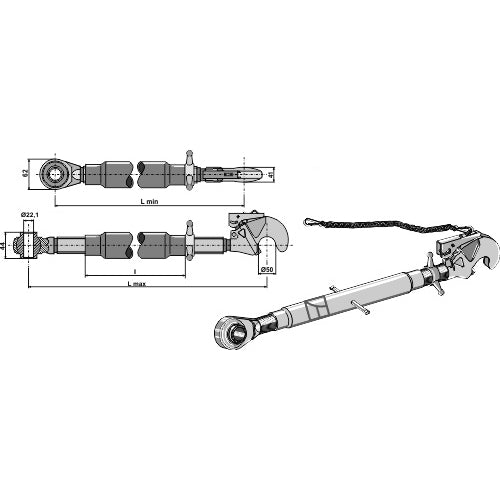 [LS13-TRT-089] Tercer punto con enganche rápido rótula templada M30x3-5 - LS13-TRT-089
