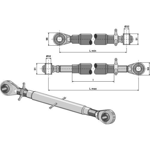 [LS13-TRT-169] Tercer punto con rótula templada M36x3 - LS13-TRT-169