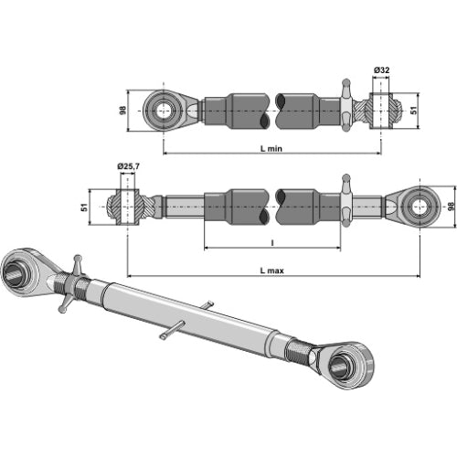 [LS13-TRT-176] Tercer punto con rótula templada M36x3 - LS13-TRT-176