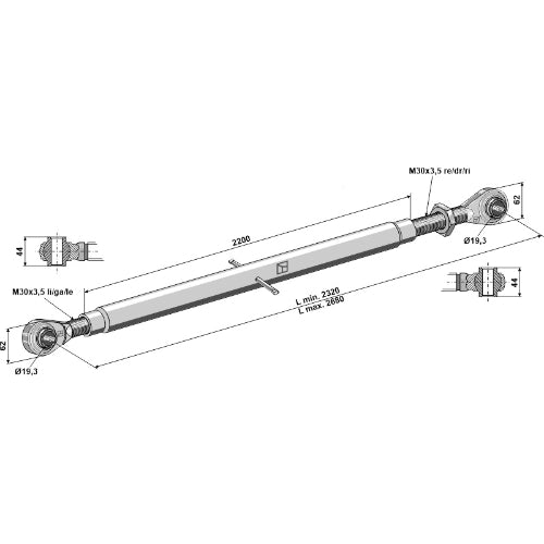 [LS13-TRT-200] Tercer punto con rótula templada M30x3-5 - LS13-TRT-200