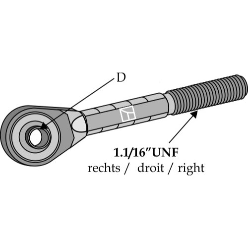 Rótula roscada 1 1/16" UNF - dcha - LS13-RTP-012