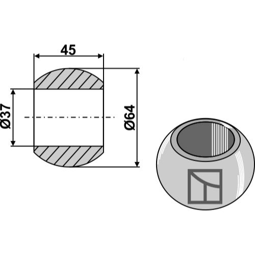 Rótula para enganche de barra inferior - Cat. III - LS13-RCQ-005