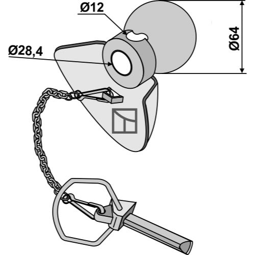 Perfil de retención con rótula y pasador clip - Cat. II - II - LS13-RCQ-006