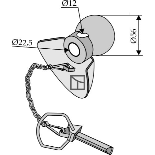 Perfil de retención con rótula y pasador clip - Cat. II/I - LS13-RCQ-015