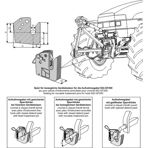 Enganche semi - automático para sistema hidráulico frontal - Cat. Il - LS13-ESF-004