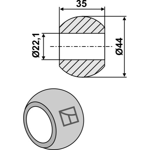 Rótula para enganche de barra inferior - Cat. I - LS13-RCQ-020