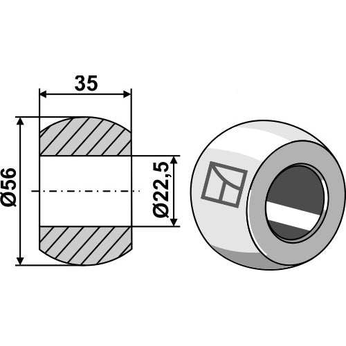 Rótula para enganche de barra inferior - Cat. II - I - LS13-RCQ-025