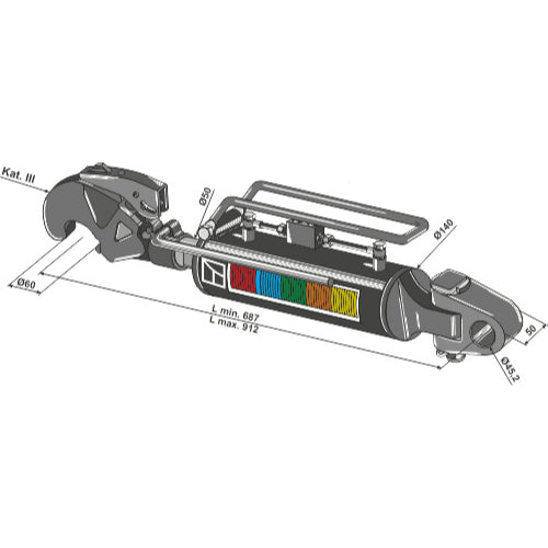 Tercer punto hidráulico con gancho y articulación - LS13-THG-009