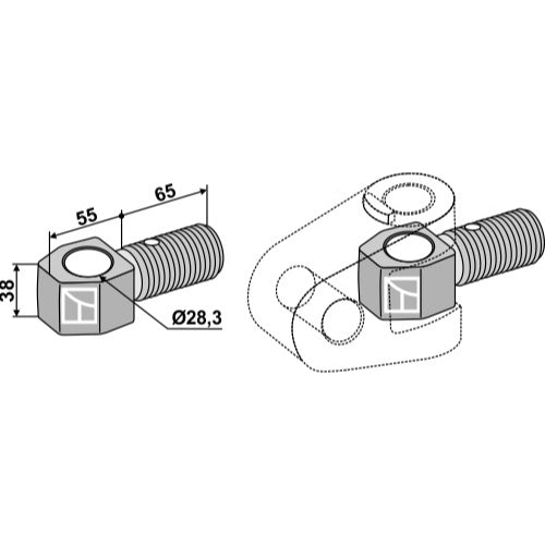 Perno de cabezal articulado - M36 x 3 - LS13-TAA-147