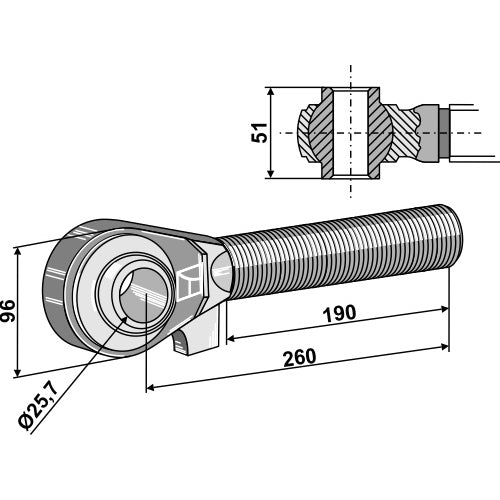 Rótula roscada M42x3 - 190 - LS13-RTP-060