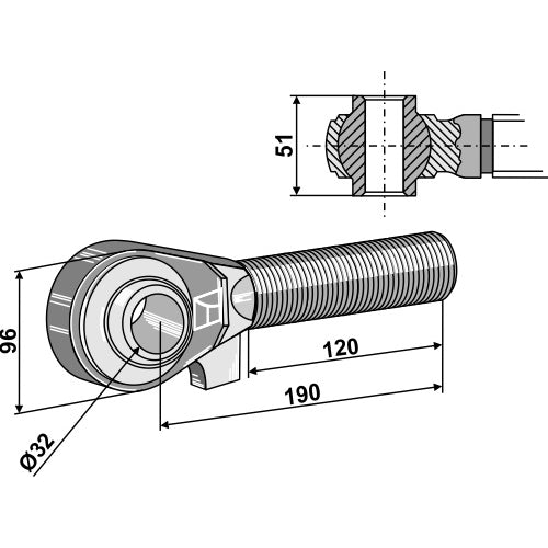 Rótula roscada M42x3 - 120 - LS13-RTP-062
