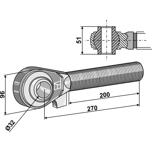 Rótula roscada M42x3 - 200 - LS13-RTP-064