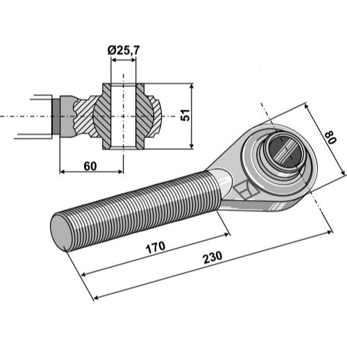 Rótula roscada M40 x 3 - LS13-RTP-102