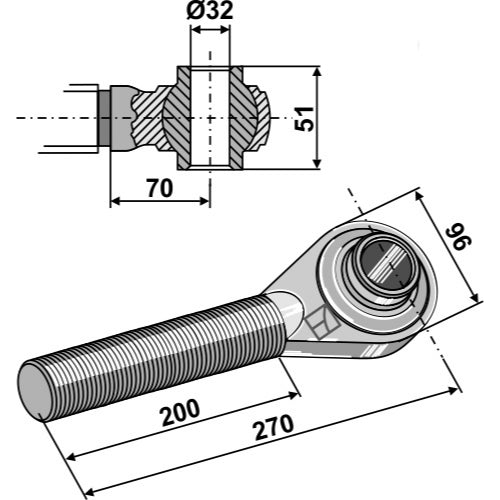 Rótula roscada M40 x 3 - LS13-RTP-104
