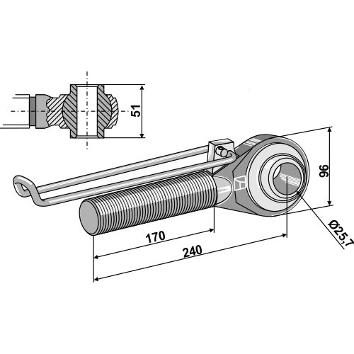 Rótula roscada M42x3 - 170 - LS13-RTP-110