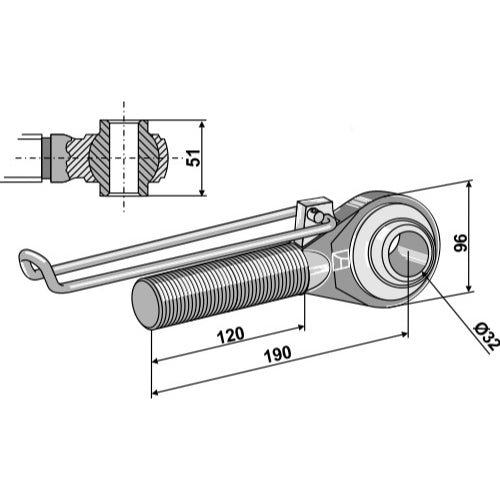 Rótula roscada M42x3 - 120 - LS13-RTP-113