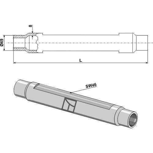 [LS13-TTB-098] Tubo M36x3 - LS13-TTB-098