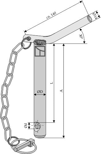 Bulón de seguridad con cadena para barra inferior - LS13-BLBP-008