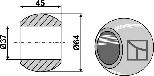 Rótula para enganche de barra inferior - Cat. III - LS13-RCQ-023