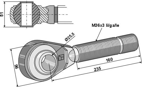 [LS13-RTP-125] Rótula roscada M36x3 - LS13-RTP-125